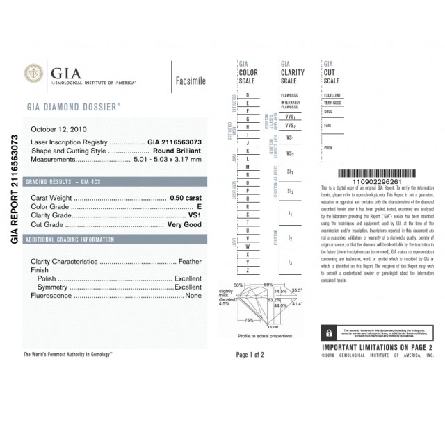 GIA Certified 0.50 cts (x2) E VS1 Round Brilliant Diamonds