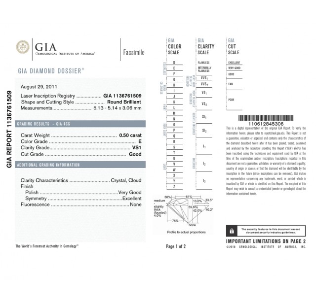 GIA Certified 0.50 cts (x2) E VS1 & VS2 Round Brilliant Diamonds