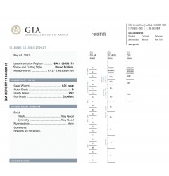 GIA Glamour 1.01 cts & 1.03 cts D VS2 Round Brilliant Diamond